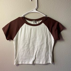 Brown-White cropped top